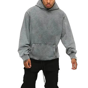 Sudadera con capucha de gran tamaño hecha a medida para hombre 2025 con efecto de desvanecimiento del sol y diseño bordado de angustia, sudadera básica de alta calidad para hombre - Product Image 4