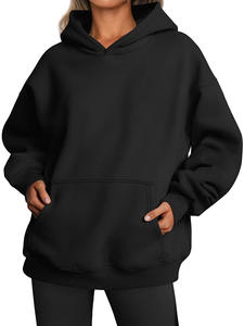 Women's Custom Front Black Knitted Cotton Oversized Gym Hoodie Short Workout Training Sports Activewear Acid Wash Technique - Product Image 6