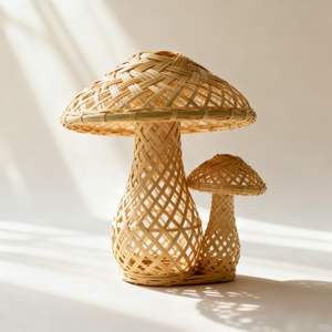 ของตกแต่งบ้านรูปเห็ดทำจากไม้ไผ่ งานแฮนด์เมด เป็นมิตรกับสิ่งแวดล้อม ของตกแต่งจากธรรมชาติ - Product Image 5