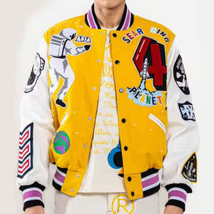 Veste d'hiver vintage unisexe sur mesure OEM, en laine, style baseball, varsity, col montant, coupe-vent, respirante, à capuche - Product Image 5