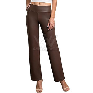 Pantalon en cuir de conception unique de haute qualité pour femmes taille moyenne Style d'hiver avant plat-dernier pantalon en cuir pour femmes vente entière - Product Image 1