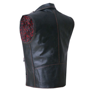 Nouveau design Gilet de motard en cuir Gilet de moto pour hommes Gilet d'extérieur sans manches en cuir de style motard - Product Image 3