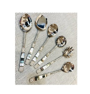 Juego de 6 cucharas de servidor de ensalada de acero inoxidable, mango de fregona, juego de utensilios de cocina clásicos de plata de lujo, 6 uds. - Product Image 5