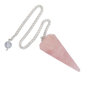 Péndulo de cristal de cuarzo rosa de la mejor calidad con cadena de plata para energía de amor y limpieza espiritual disponible a bajo precio - Product Image 6