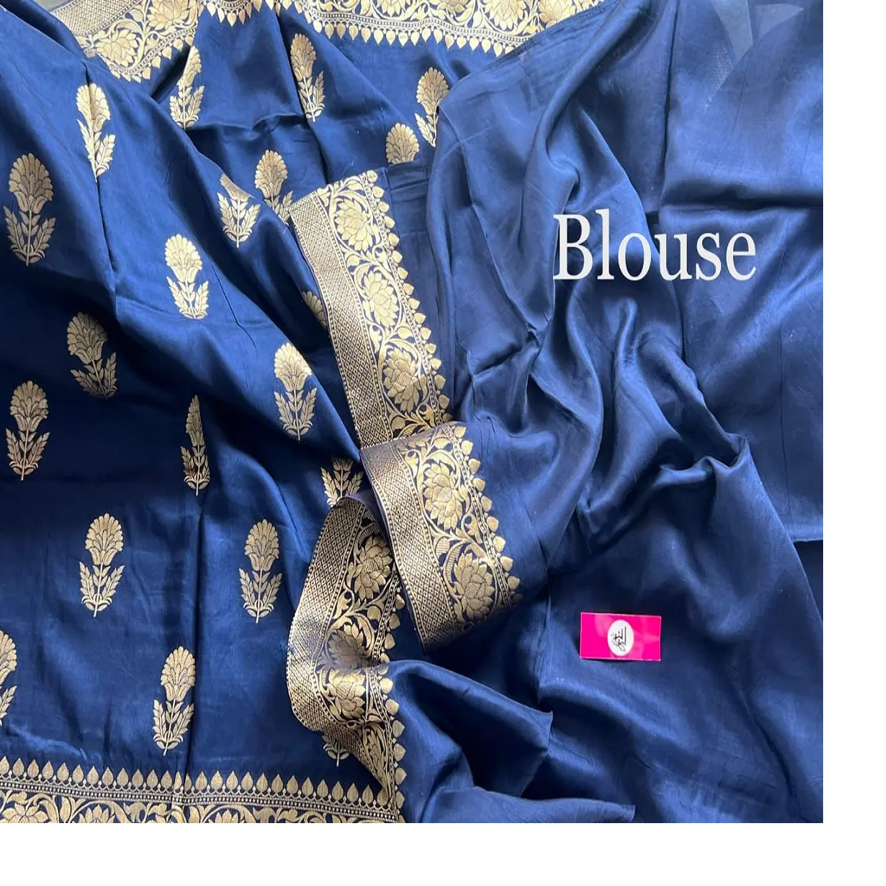 custom made woven brocade silk sarees made from pure silk fabrics in royal blue colour and patterns with silver print