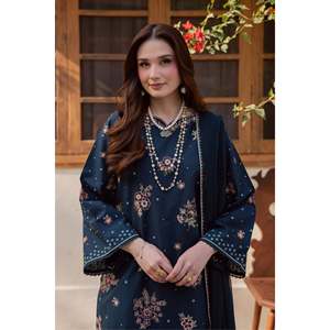 Conjunto de 3 Piezas: Camisa Bordada con Batik, Dupatta de Chifón y Pantalón - BIC-4863-3/4 Mangas - Product Image 6