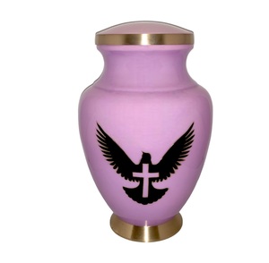 Urnas funerarias de cremación Diseño encantador de la Cruz del águila voladora Tamaño grande 26 cms de alto Urna púrpura clara - Product Image 5