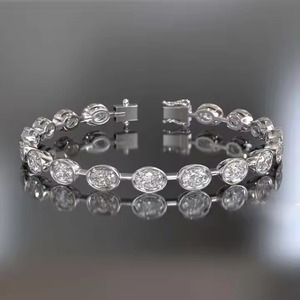 Pulsera de tenis de moissanita cultivada en laboratorio para mujer Pulsera ovalada de eternidad sólida de oro de 14K para bodas y ocasiones especiales - Product Image 5