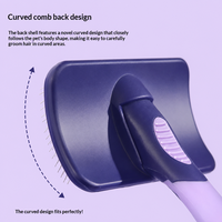 Brosse démêlante pour animaux à tête incurvée – Brosse de toilettage pour chiens et chats – Élimine les poils lâches et les boucles – Pour animaux à poils longs – Acier inoxydable