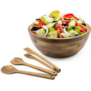 Bol en bois naturel écologique minimaliste pour restaurants, saladiers, taille personnalisée, fait main, haute qualité, Vietnam - Product Image 1