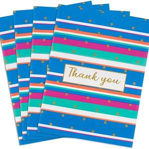Paquete de 100 Bolsas de Poliéster para Envíos con Mensaje de Agradecimiento, 25x33cm, Autoadhesivas, Resistentes al Agua y a Desgarros, Duraderas, 2.3M, Rayas Coloridas Azules - Product Image 1
