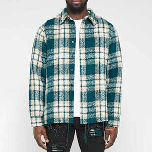 Chemises en flanelle à carreaux vert et bleu respirantes pour hommes, coupe régulière, personnalisables, collection 2026 – Vente en gros - Product Image 1