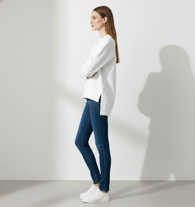 Sweat-shirt en coton tricoté avec logo personnalisé et poignets côtelés pour femmes, automne-hiver - Product Image 6