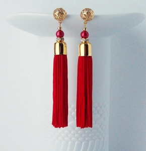 Fringe <b>Tassel</b> <b>Earrings</b> - Gold - Long - Product Image 1
