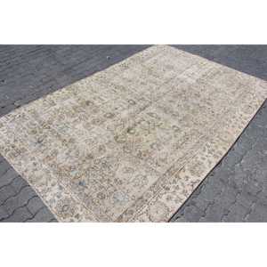 Tapis turc vintage, tapis de 5,4 x 8,2 pieds, tapis en laine persan bleu et blanc - Product Image 3