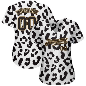 เสื้อเบสบอลแท้ลายเสือดาวดีไซน์ลาย3D สีขาวดำทองแบบกำหนดเอง - Product Image 2