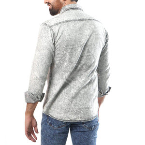 เสื้อเชิ้ตยีนส์ผู้ชาย แขนยาว ผ้าฝ้าย 100% สไตล์ลำลอง ราคาถูก ขายดี - Product Image 2