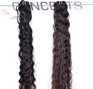 Fabricant Extensions de cheveux naturels indiens vierges à cuticule alignée ondulée ondulée noire à double trame soyeuse - Product Image 4