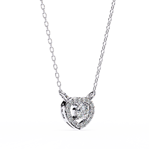 Collar con colgante de diamante cultivado en laboratorio clásico de corte redondo certificado, ajuste de boda de oro blanco de 14K, collares originales de moissanita de 18K - Product Image 3