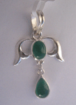 Pendentif artisanal en argent sterling 925 avec onyx vert naturel serti clos, motif numérique, breloque en jade pour femme - Shah Gems - Product Image 1