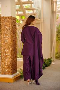 Conjunto Farshi Plazzo de diseñador, ropa étnica elegante elaborada en tonos sofisticados con tela y detalles de primera calidad, colección lista para usar. - Product Image 4