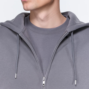 Sweat à capuche zippé unisexe pour homme, coupe ample, épaules tombantes, uni, 100% coton, service OEM, tricoté, respirant, coupe-vent - Product Image 2