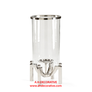 Portavelas de metal pulido brillante con votivo de vidrio transparente para decoración, candelabro hecho a mano de mesa de metal de nuevo diseño - Product Image 6