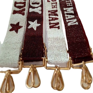 Sangle de sac à main perlée, ceinture d'épaule perlée faite à la main avec un motif de cerises, broderie à la main, design mignon - Product Image 1