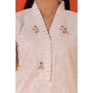 Chemise en coton cambric brodée à manches trois-quarts et pantalon teint - KST-43094 - Product Image 4