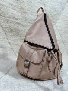 Mochila de cuero genuino de estilo bohemio de alta calidad hecha a mano 100% con cubierta antirrobo y patrón geométrico - Product Image 5