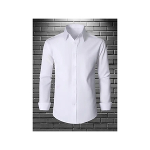 Vestido informal ajustado de manga larga personalizado para hombre, camisas de verano cómodas de ajuste Regular, camisa elástica abotonada de Color sólido para hombre - Product Image 5