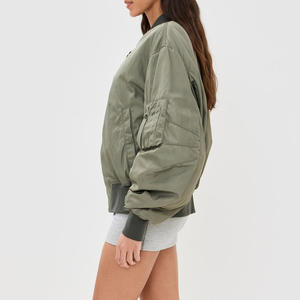 Chaqueta Bomber Personalizada para Mujer - Tejido de Lana/Poliéster, Nailon Transpirable, Resistente al Viento, Ecológica, Ropa de Calle de Invierno, Logotipo Personalizado - Product Image 3