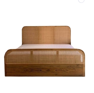 Lit en rotin et bois massif, style indonésien, mobilier de chambre pour hôtel, complexe hôtelier, appartement, villa - Product Image 1