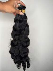 La double trame dessinée de cheveux humains indiens vierges de qualité de luxe faisceaux extensions noires naturelles - Product Image 6