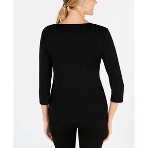 T-Shirt da Donna Karen Scott con Grafica Gatto, in Jersey di Cotone Traspirante, Abbigliamento Estivo, con Paillettes, Vestibilità Aderente, Taglie S-XL, Nero - Product Image 2