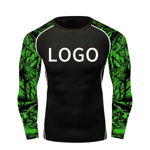 Custom <b>Men</b> BJJ Rash Guard Long Sleeve <b>Compression</b> <b>Shirt</b> UPF 50+ Quick Dry MMA Jiu Jitsu No-Gi Grappling Fight Wear - Product Image 6