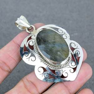 Colgante de piedras preciosas de labradorita natural, colgante de Latón chapado en plata 925, piedra preciosa de Fuego Azul, ropa de fiesta para mujer al mejor precio - Product Image 4