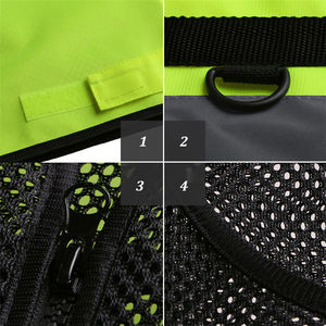Sleeveless High Visibility Breathable Reflective Vest Quick Dry <b>Safety</b> Clothing for Summer Outerwear 5 Dimensional Pockets - Product Image 2