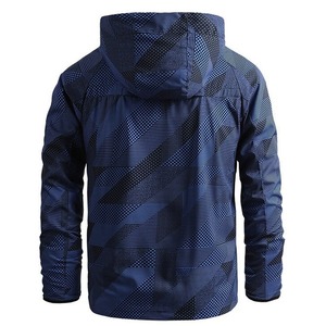 Chaqueta cortavientos con patrón personalizado para hombre, para deportes, club nocturno, hip-hop, capucha reflectante de alta visibilidad, bolsillos para adultos, Parte delantera larga - Product Image 5
