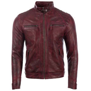 Blouson de moto unisexe en cuir véritable coupe-vent, vente en gros, marque privée disponible 2026 - Product Image 1