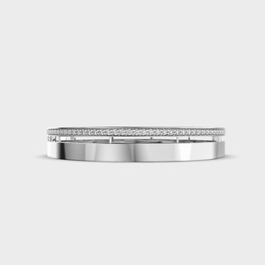 IGI Certified Lab Grown Round Diamond Sleek Dual Layer Bangle <b>Bracelet</b> in <b>Solid</b> 925 Sterling <b>Silver</b> - Product Image 1