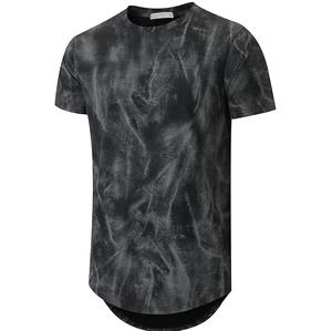 T-shirts pour hommes à manches courtes, col rond, coupe longue et régulière, en toile 100% coton respirant, personnalisable en polyester/coton - Product Image 1
