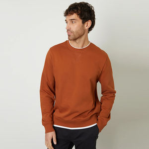 Sweat-shirt à col rond en molleton personnalisé de qualité supérieure pour homme, 100 % coton, bleu, coupe classique, taille unisexe, poignets et ourlet côtelés, uni, OEM - Product Image 5