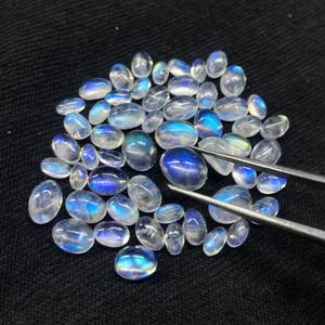 Cabochons en pierre de lune jaspe de feu bleu naturel pierres précieuses de forme ovale polies tailles mélangées en vrac pour la fabrication de bijoux - Product Image 2