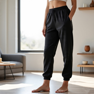 Venta al por mayor Cordón de la cintura pantalones de chándal Loose Fit Jogger pantalón pijama Mujeres Ropa deportiva Pantalones de chándal Señoras - Product Image 4