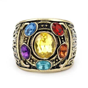 Thanos' Power Ring Stylish <b>Rose</b> Gold Plated Stainless Steel Fashionable Inlay Ring with Gemstones of <b>Infinity</b> Gift - Product Image 1