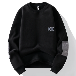 เสื้อวอร์มคอลูกเรือแบบผ่าหน้าสำหรับผู้ชายเสื้อวอร์มผ้าฝ้ายผ้าเทอร์รี่โอเวอร์ไซส์ - Product Image 1