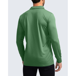 Men's Quick Dry Slim Collared <b>T</b>-<b>Shirt</b> <b>Long</b> <b>Sleeve</b> Classic for Polo for Summer Casual Styling Solid Pattern Canvas Fabric - Product Image 2