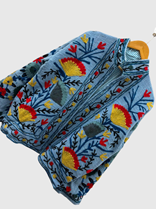 Veste en coton brodée à la main avec motif cœur et œil, manches longues, col montant, grande taille, pour adulte, tenue d'automne - Product Image 3