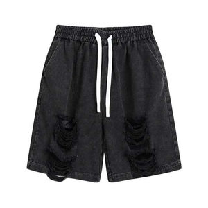 Shorts pour hommes brodés personnalisés de qualité supérieure patchs Logo été 100% coton shorts délavés à l'acide délavés au soleil pour hommes - Product Image 5